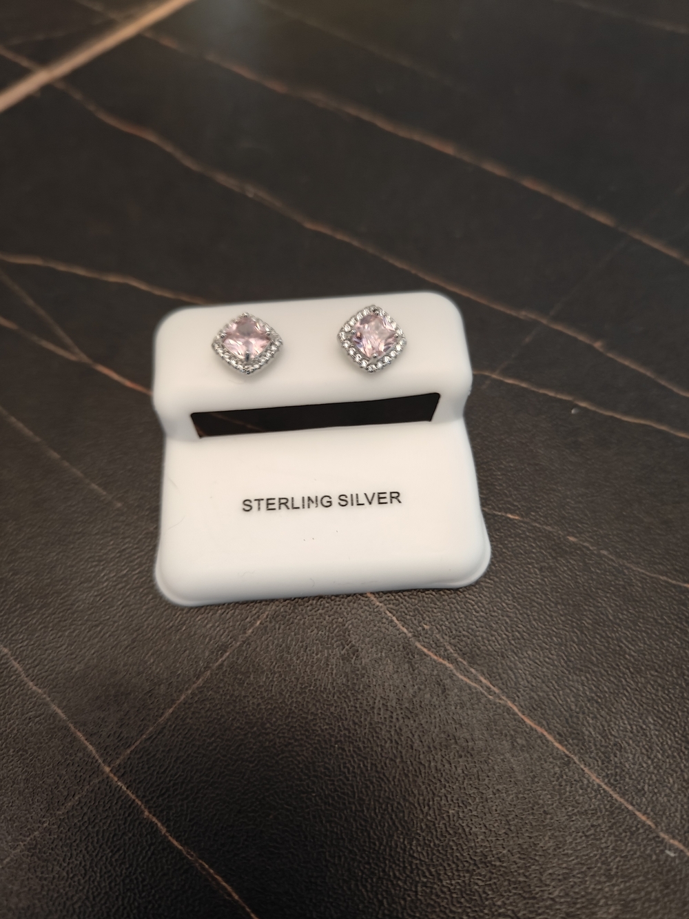 Sterling Silver Pink Cubic Zirconia Halo Stud Earrings
